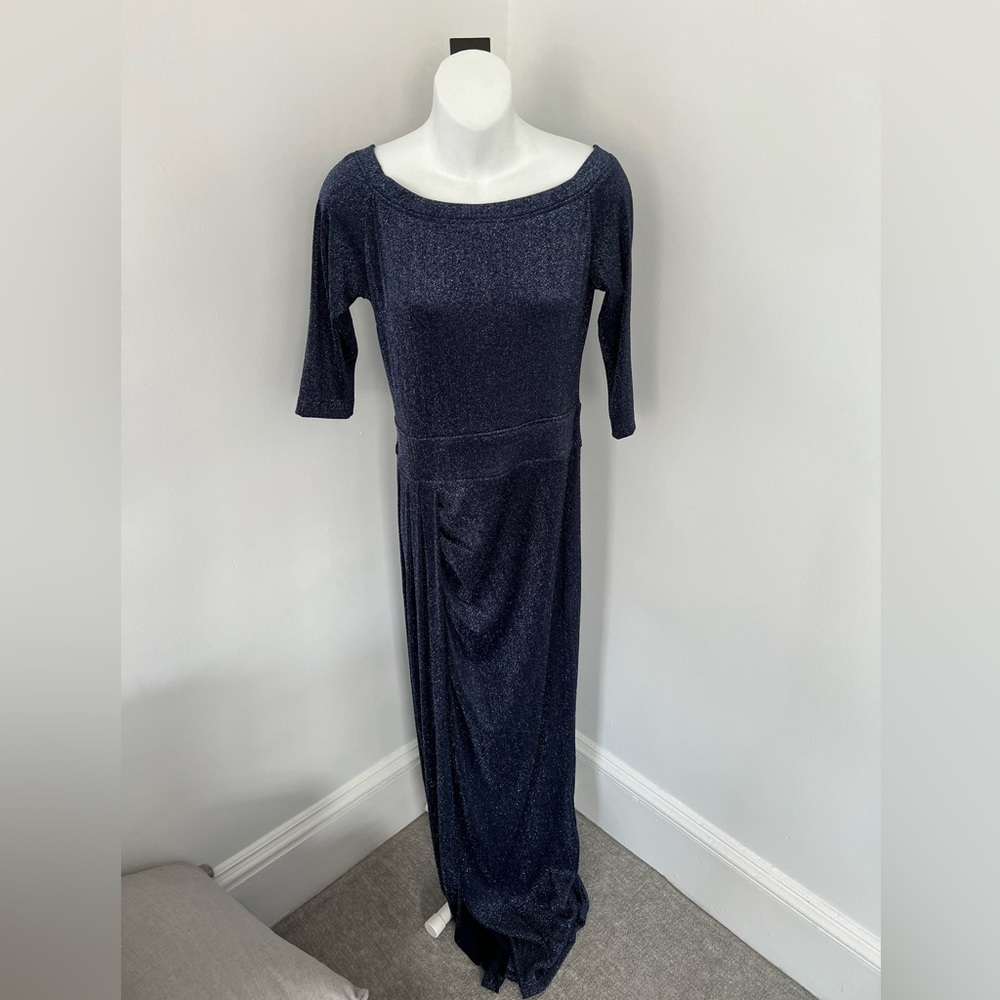 AX Paris NWT Metallic Blue Maxi Dress Sz. 8